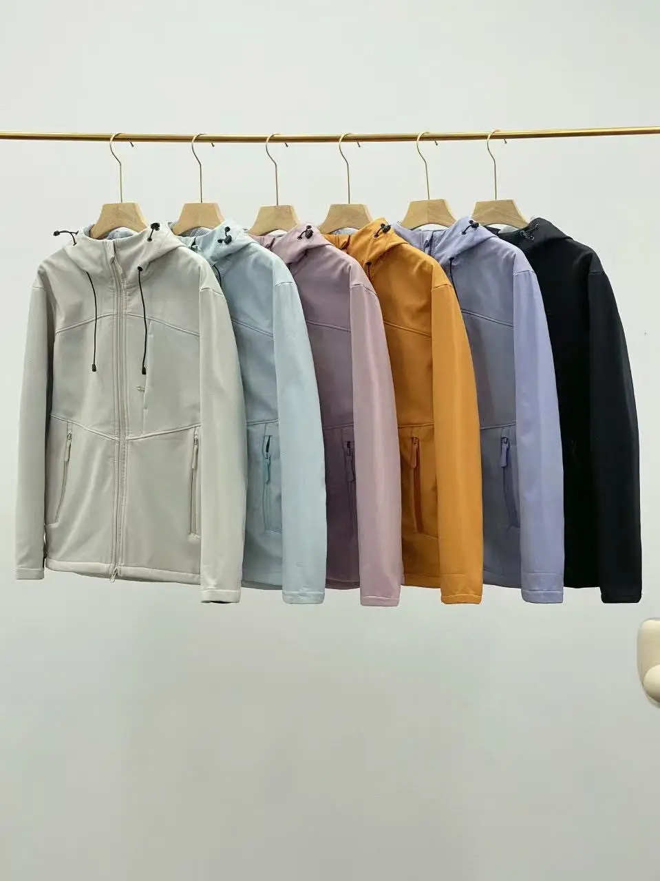 

Thiened Outdoor Windproof Waterproof Hiking Jaet Men's Women's Hooded Coat Stand Fit Long Sve Zipper Closure Pure C...