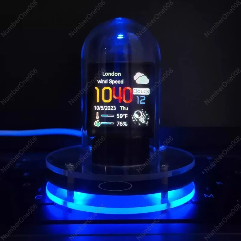 2024 New Product, Cross-border, Quasi-glow Tube Clock Smart WIFI Automatic Update Digital Desktop Ornament