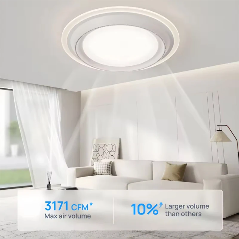 

Modern leafless Ceiling Fan Lights Bedroom Round Bladeless Electric Fan Remote Controls Dimmable smart Ceiling lamp Fan