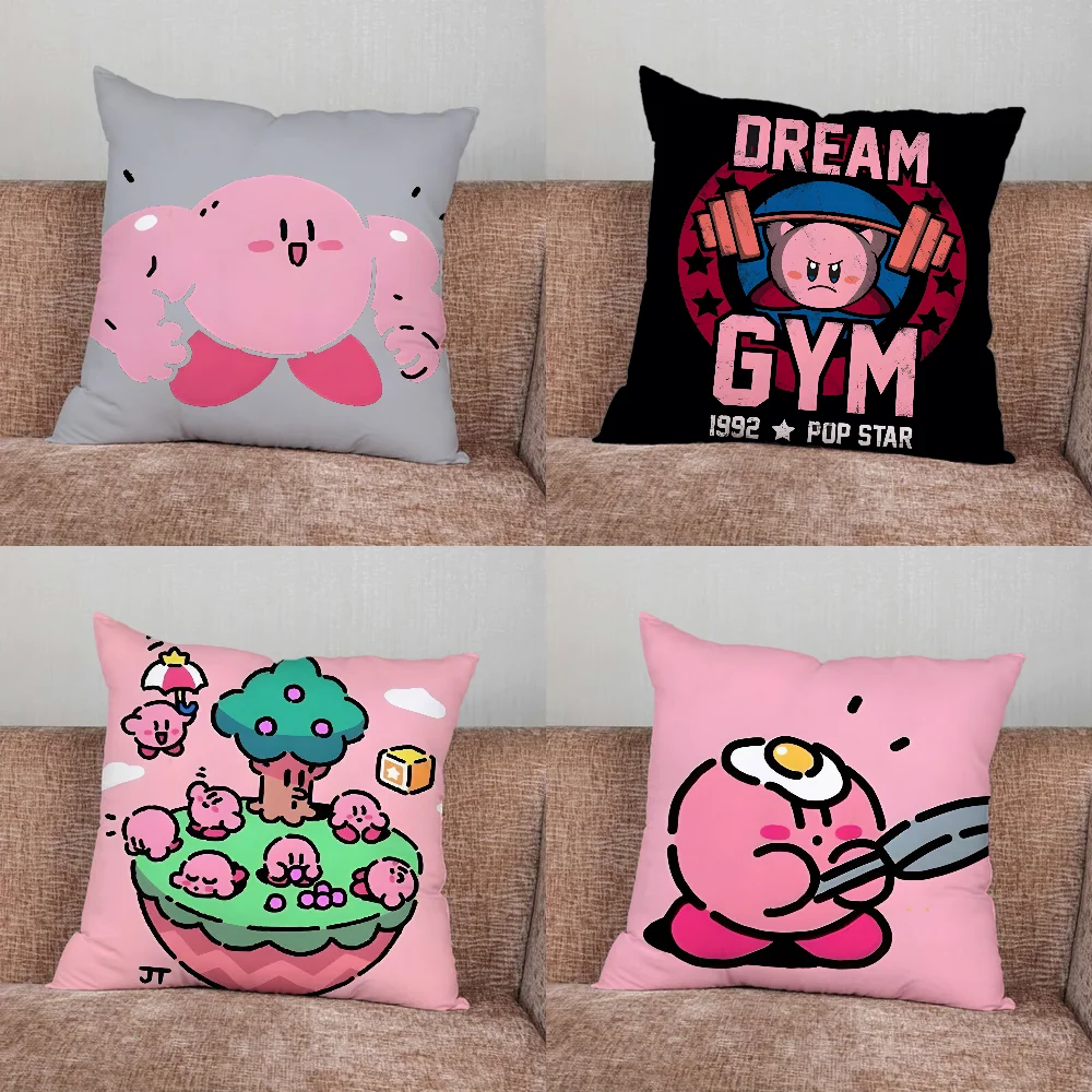 

CUTE K-Kirby GYM Cartoon Pillow Case For Home Bedroom Car Office Decoration Living Room Sofa Cushion Cover Suitable