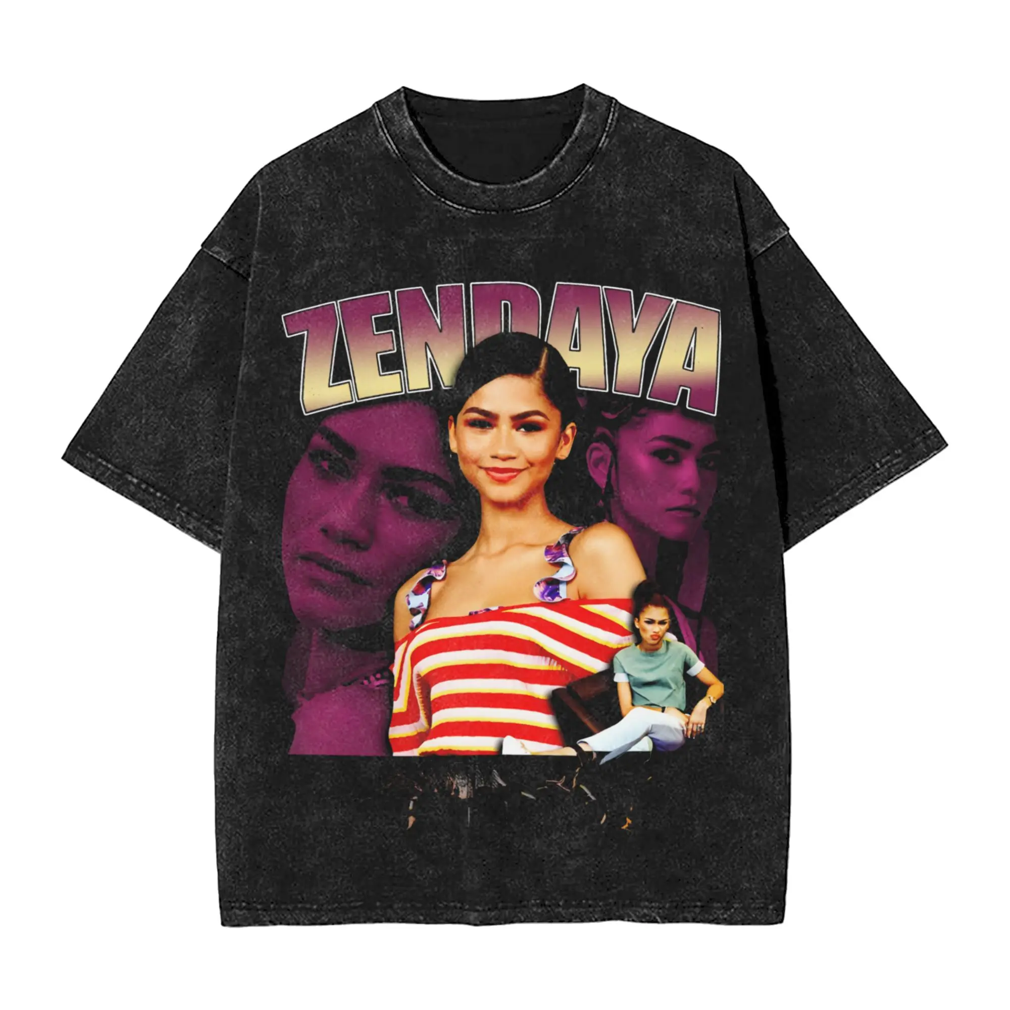 Harajuku Washed Shirts Ruby Rue Zendaya Accessories Vintage T Shirt Oversize  Streetwear Cotton Summer Tees