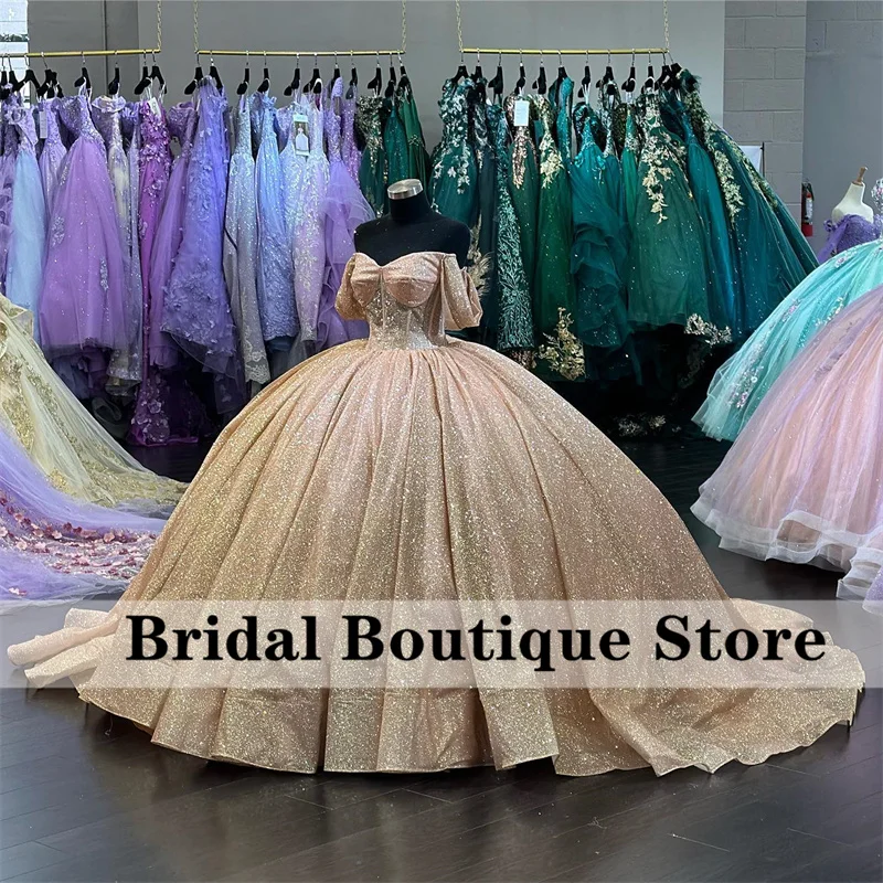 New Arrival 2024 Luxury Ball Gown Quinceanera Dresses Off Shoulder Sweet 16 Dress Vestido De 15 Anos Lace-Up Customized