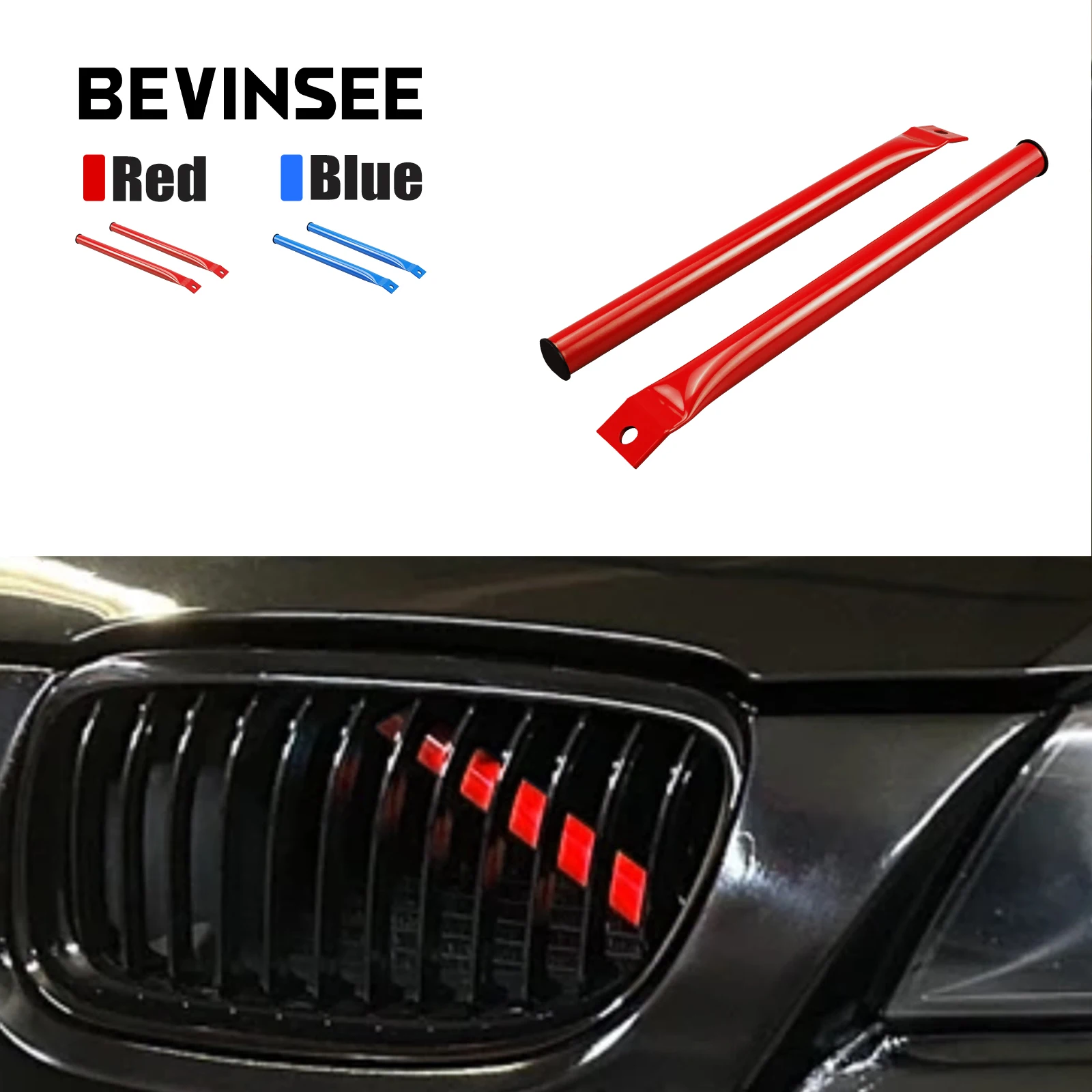 

BEVINSEE Kidney Struts Grill Sports Grille Radiator Struts Kidney Strips for BMW 3 series E90 E91 E92 E93