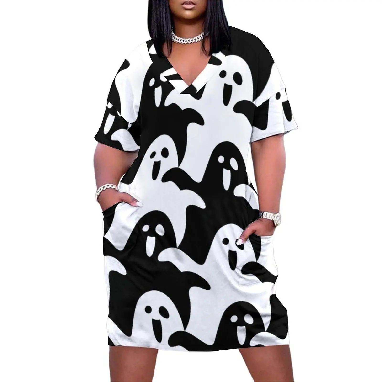 

Spooky Scary Ghosts Loose Pocket Dress women dress womens dress elegant women"s sets