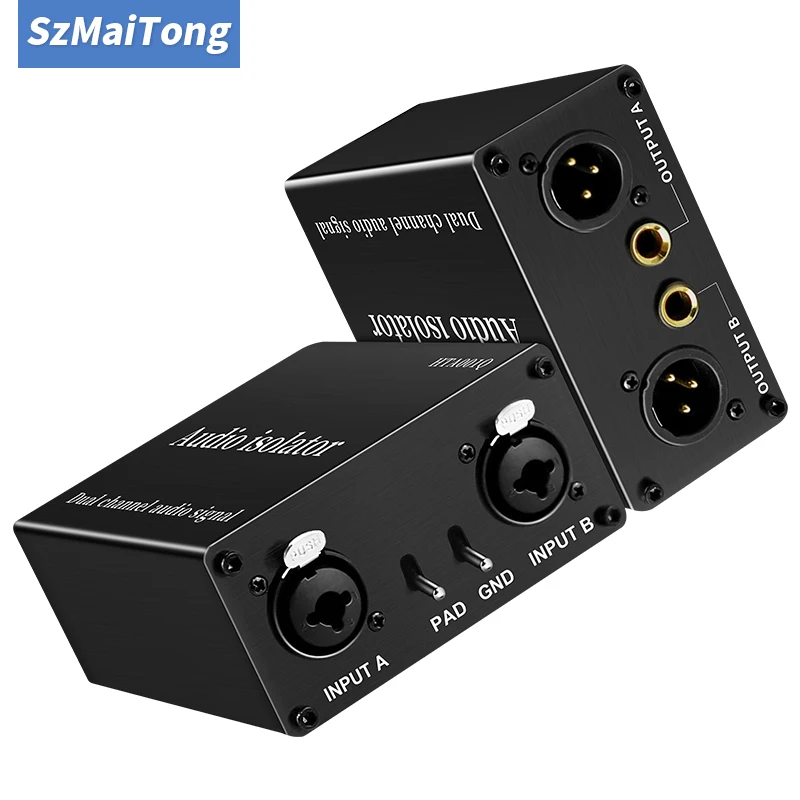 Dual Channel XLR 6.5mm Current Noise Hum Eliminator, Audio Noise Isolator for Mixer Mic & Sound System Equipment