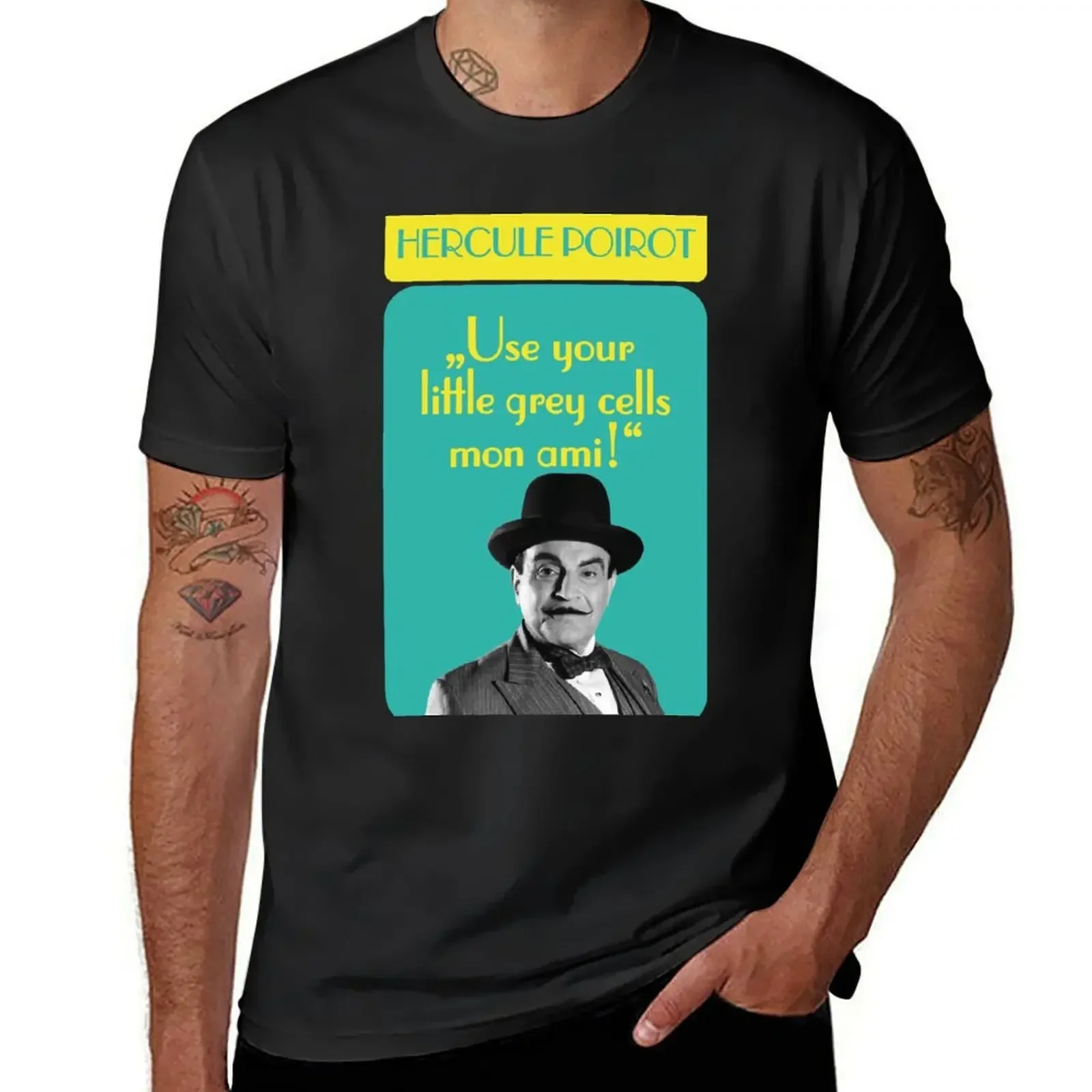 Use your little gray cells mon ami, Hercule Poirot quote for detectives T-Shirt customs Short sleeve tee Men's t-shirt