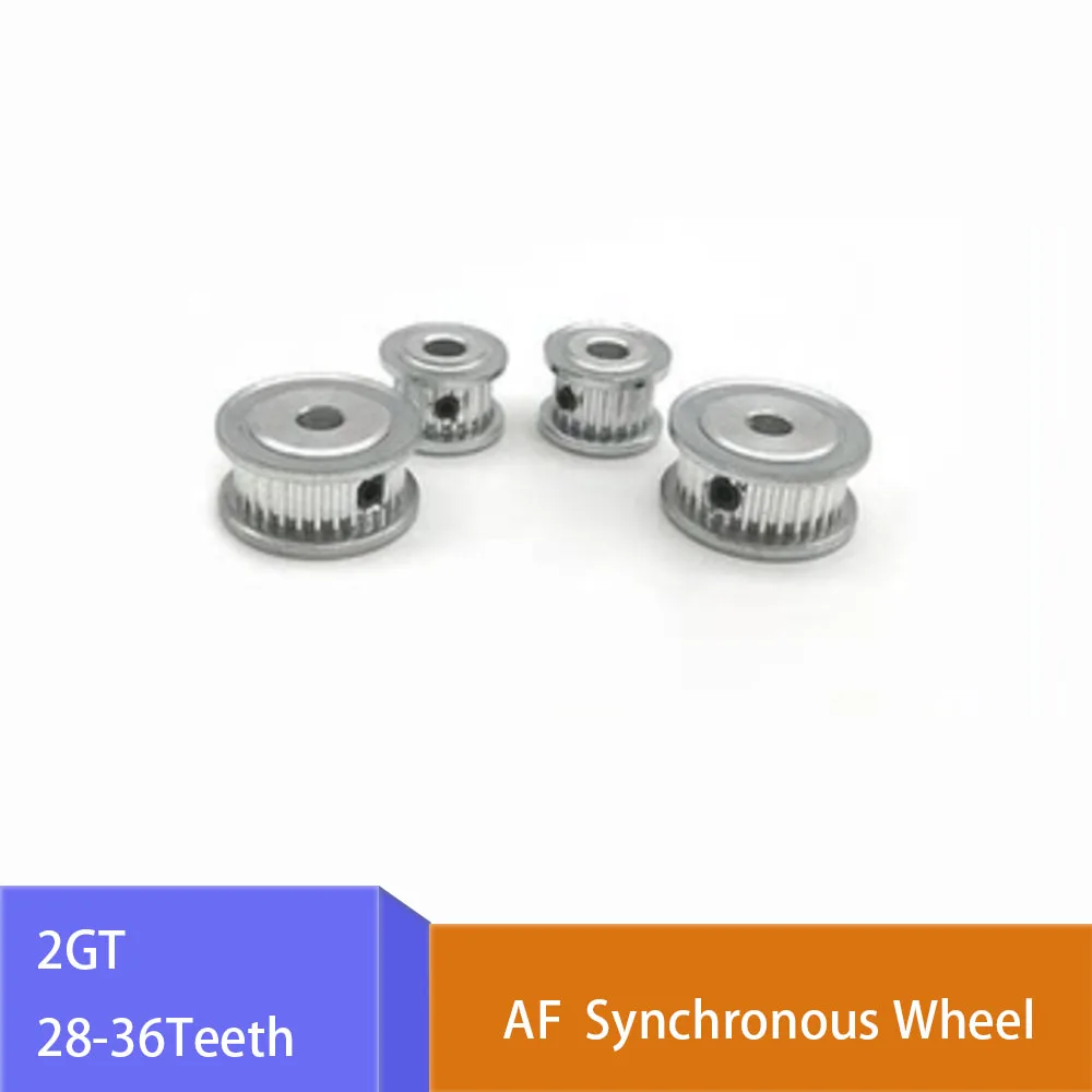 1Pcs 28-36 Teeth 2GT Aluminum Alloy Synchronous Transmission Pulley Bore 4mm-12.7mm Key Size Options 3/4/8 Teeth Width 7mm