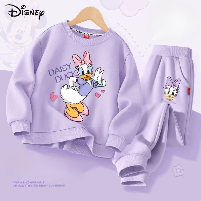 Autumn Baby Girl Clothes Set Children Disney Happy Minnie Printing Sweatshirt Top and Pants Bottom Two Piece Suit Tracksuit