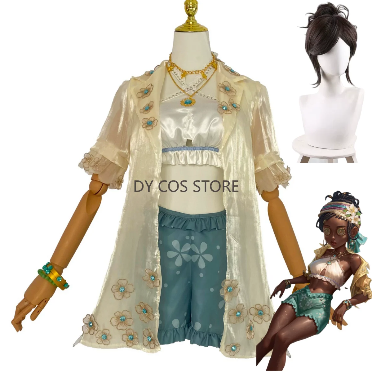 

Game Identity Ⅴ Patricia Dorval Enchantress Cosplay Costume Coconut Fragrance Holiday Beach Vacation Dress Wig Woman Sexy Suit