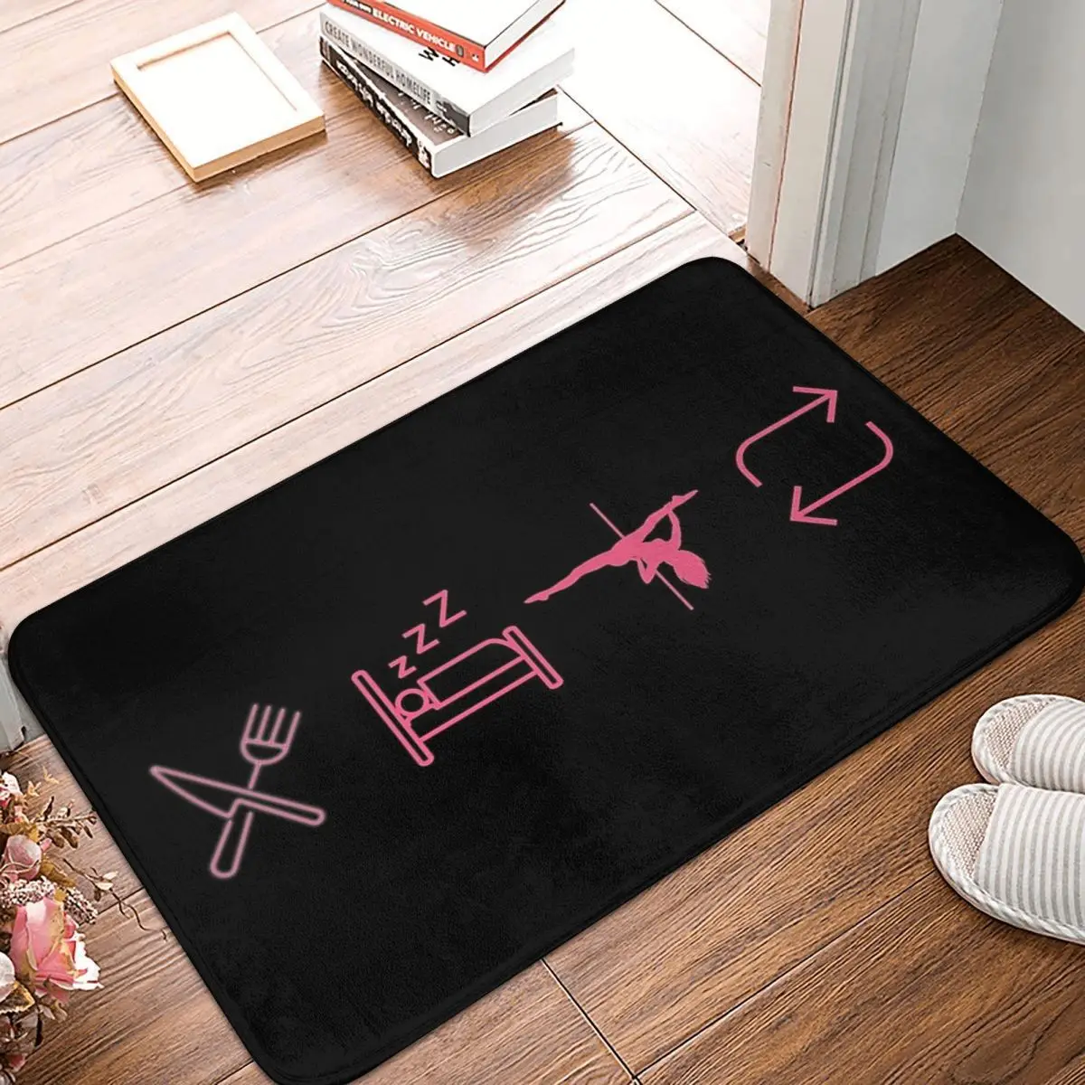 Eat, Sleep, Pole Dance, Repeat - Black Icons Non-slip Doormat Floor Mat Sand Scraping Carpet Rug for Kitchen Entrance Home Mats