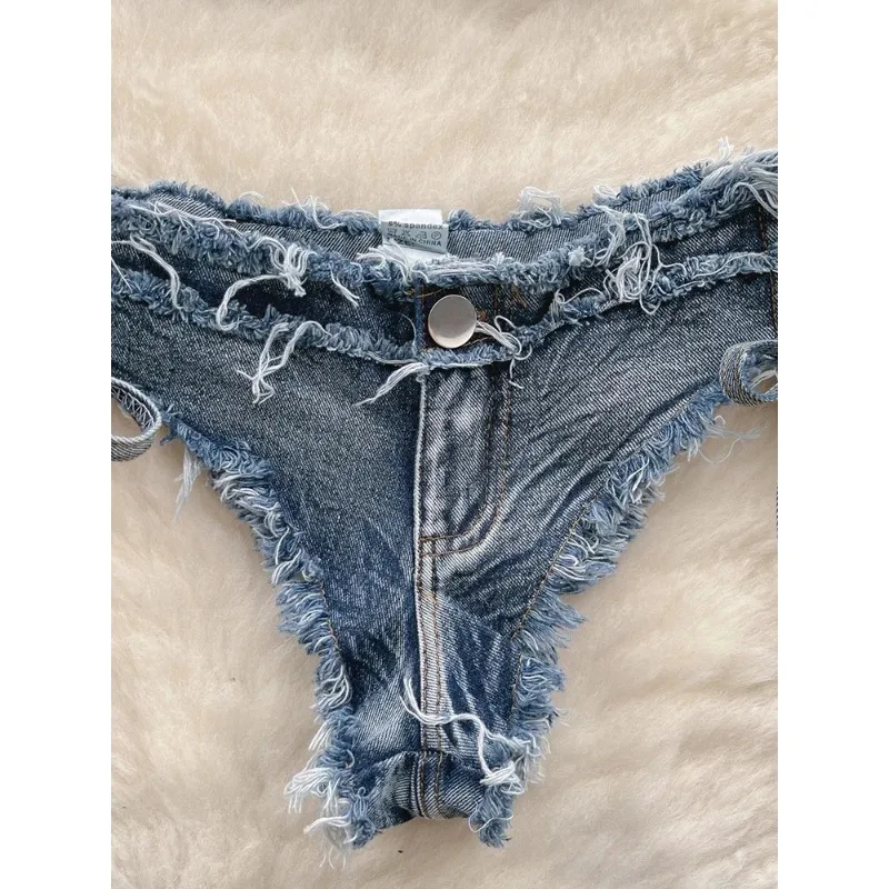 OIINAA Bathing Suit Women Sexy Denim Suits Bikini Set Lace Up Drawstring Beachwear 2025 Solid Summer Vintage Two-pieces Swimwear - Image 4