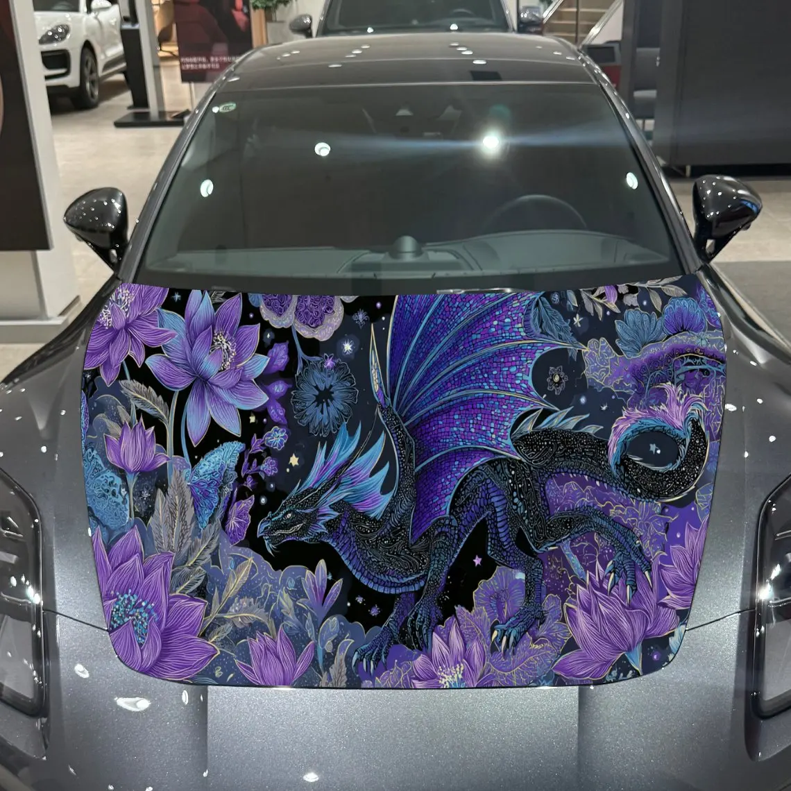 

Mysterious Flower-Cluster Dragon Car Hood Vinyl Stickers Car Surface Protection Decal Car Decoration Cover Vinyl Wraps Waterproo