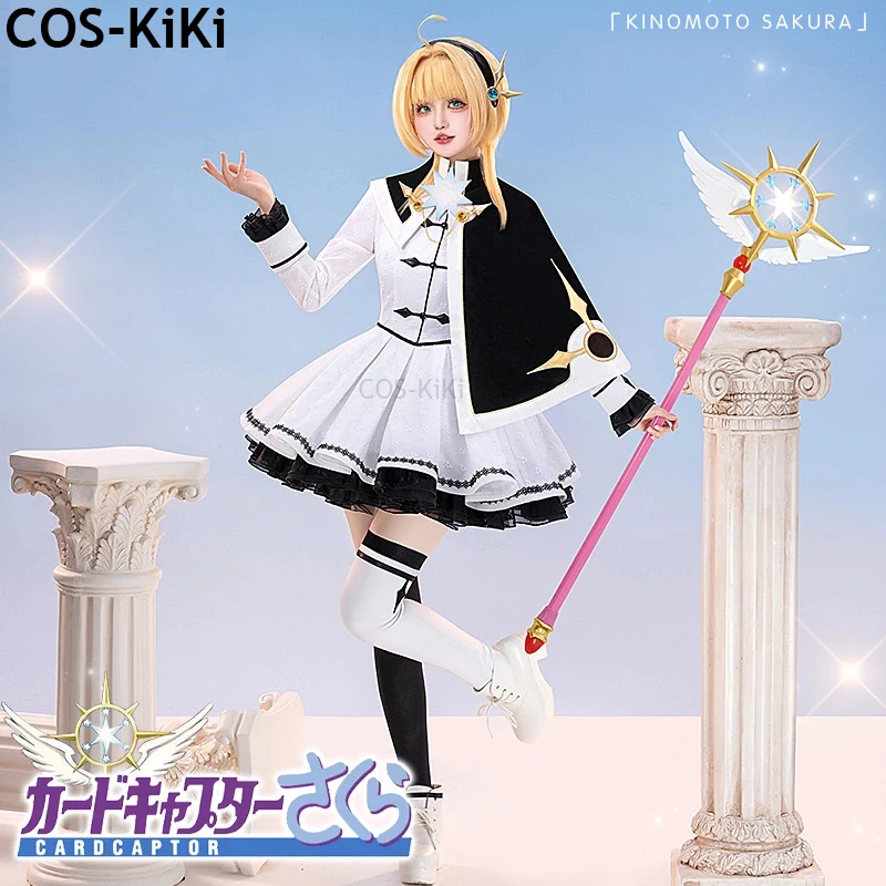 

COS-KiKi Cardcaptor Sakura Kinomoto Sakura черно-белое платье с чехлом игровой костюм прекрасный косплей костюм Хэллоуин вечерние наряд женский
