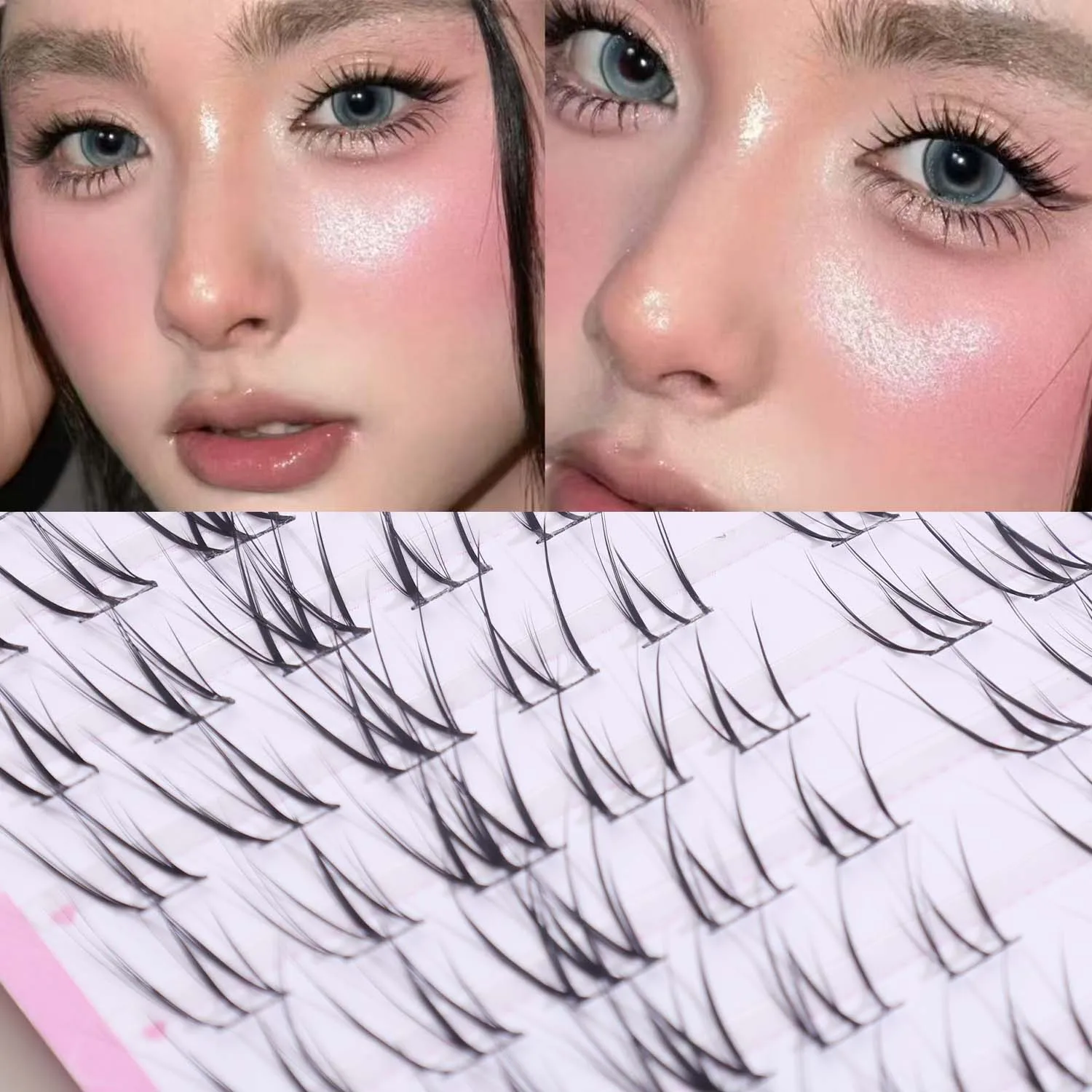 10rows Irregular Slanted False Eyelashes for Women Lightweight Cluster Lashes 3D Natural Eyes Makeup Tools Resuable Fake Lashes