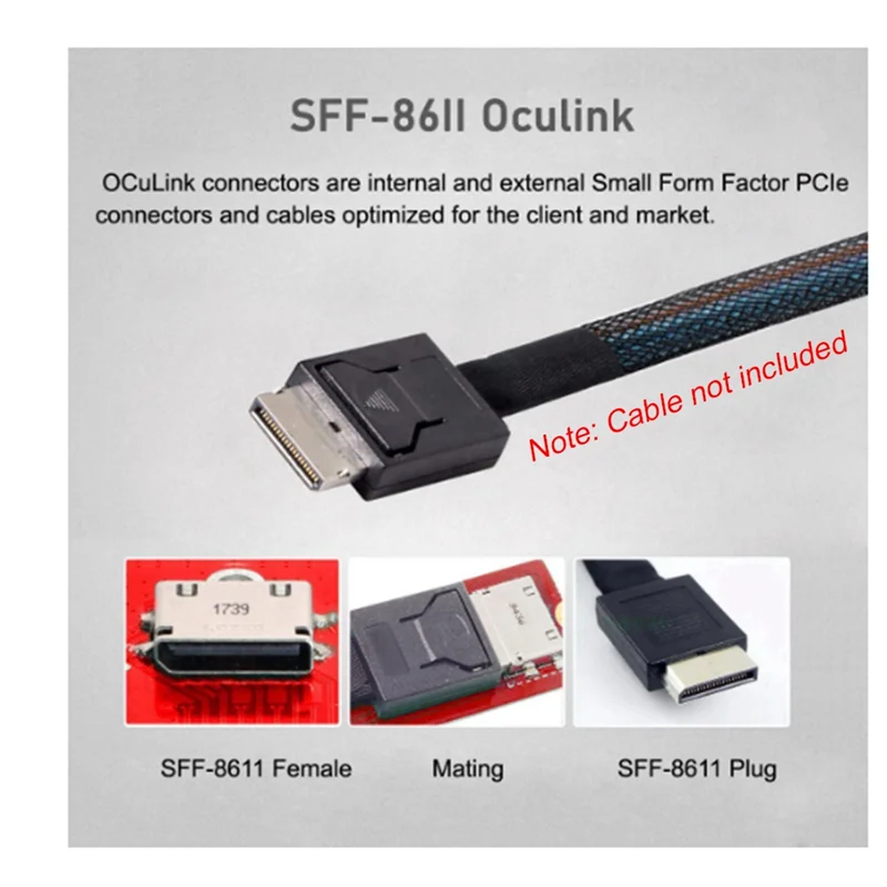 Adaptador BOFF- PCIe a SFF-8611, adaptador Oculink SFF-8611 a PCIe PCI-Express 16X 4X con puerto de alimentación SATA para gráficos de placa base