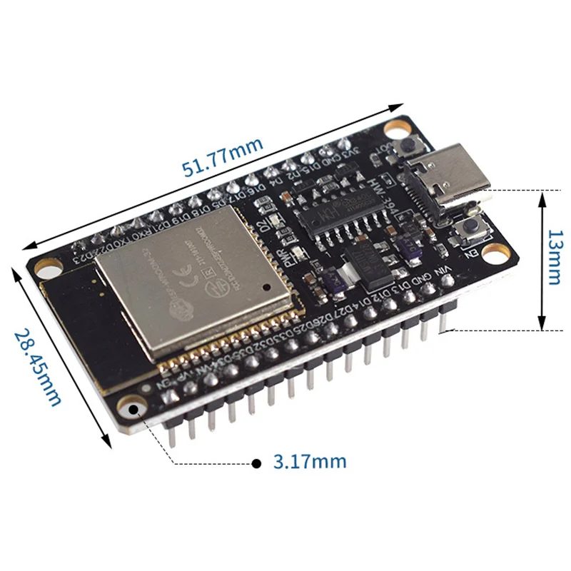 Scheda di sviluppo ESP32 WROOM-32 5V TYPE-C CH340C WiFi + Bluetooth Ultra-basso consumo energetico SPI Flash modulo Wireless da 32mbit