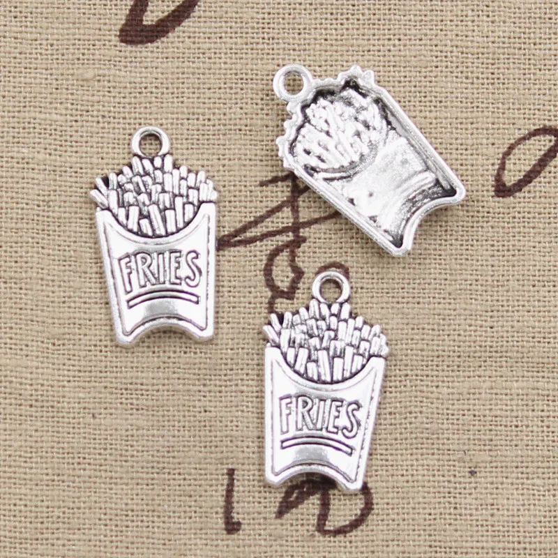 

15pcs Charms French Fries 25x15mm Antique Silver Color Pendants DIY Crafts Making Findings Handmade Tibetan Jewelry
