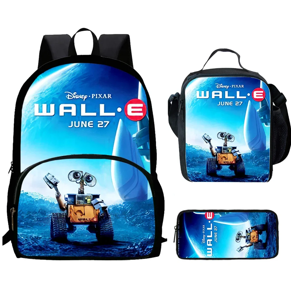 Cartoon Wall-E Child Backpack with Front Pocket,Lunch Bags,Pencil Bags for Aged 5-10 ,Cartoon School Bags for Boys Girls