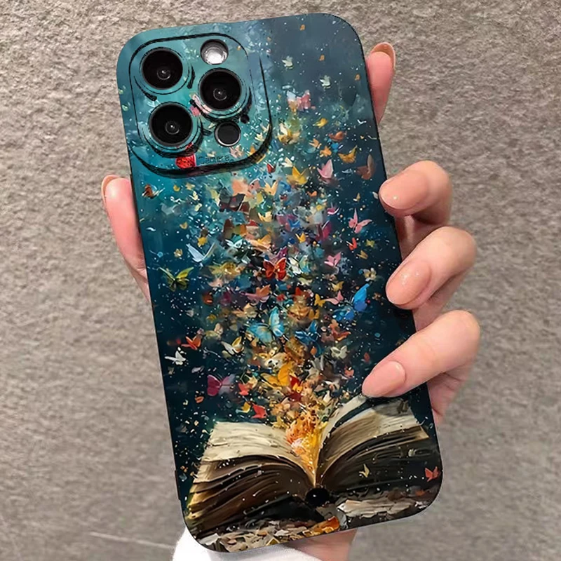 For Samsung S26 A16 A26 A36 A56 A55 A54 Case Butterfly Cat Bookshelf Design Cover For Galaxy S25 S24 Ultra S23 FE S22 Plus Funda