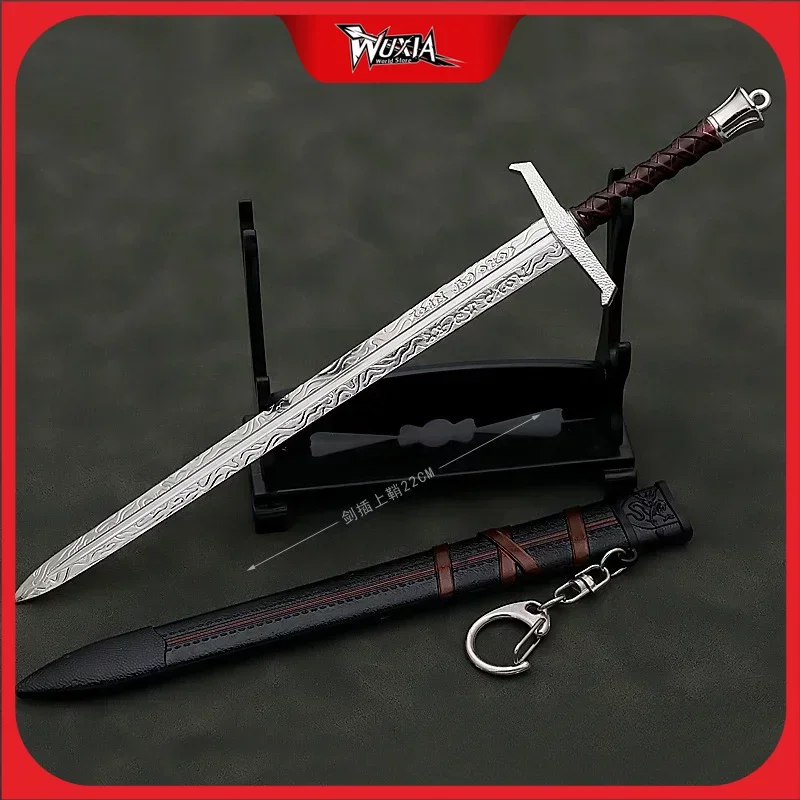 Porte-clés médiéval Arthur Pendragon Swords pour garçons, épée de samouraï, lame non coupée, accessoires de modèle Katana, jouets d\'ornements,