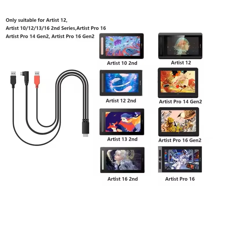 

Original 3-in-1 Cable for XPpen Artist 12 Innovator 16 Artist pro 16 Artist 10 (2nd Gen) 12 (2nd Gen) - USB-C to HDMI Adapter