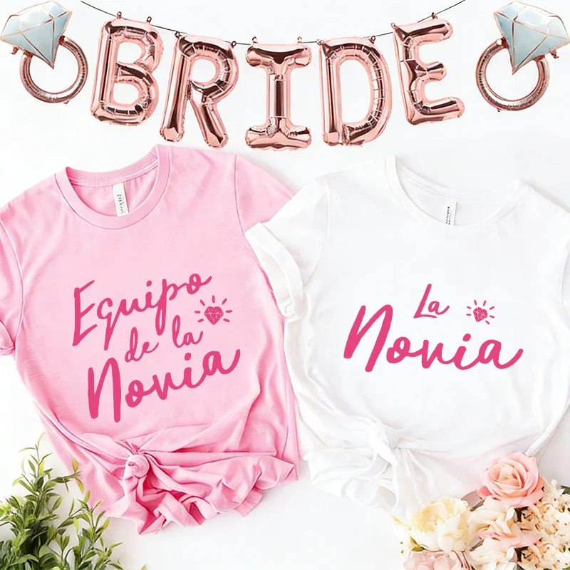 Spanish Girls Bachelorette Party T Shirt for Women Team Bride Squad Wedding Party Tee Bridesmaid Short Sleeve Bridal Shower Tops