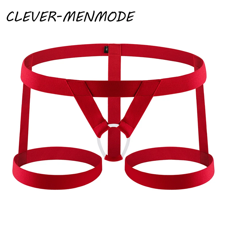 CLEVER-MENMODE Men\'s Sexy Thong Bondage Underwear Legging Belt Cockring Suspender Band Fetish Flirting Erotic Lingerie