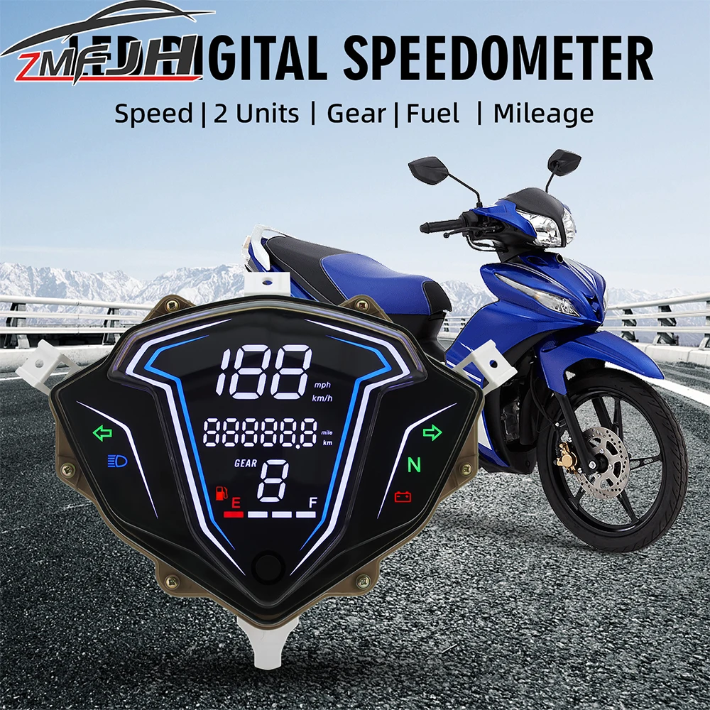 New Motorcycle Instrument MPH KMH Speed Meter Gear Mileage Fuel Gauge Voltage Gauge Waterproof LED Panel For YAMAHA SRL115 FI