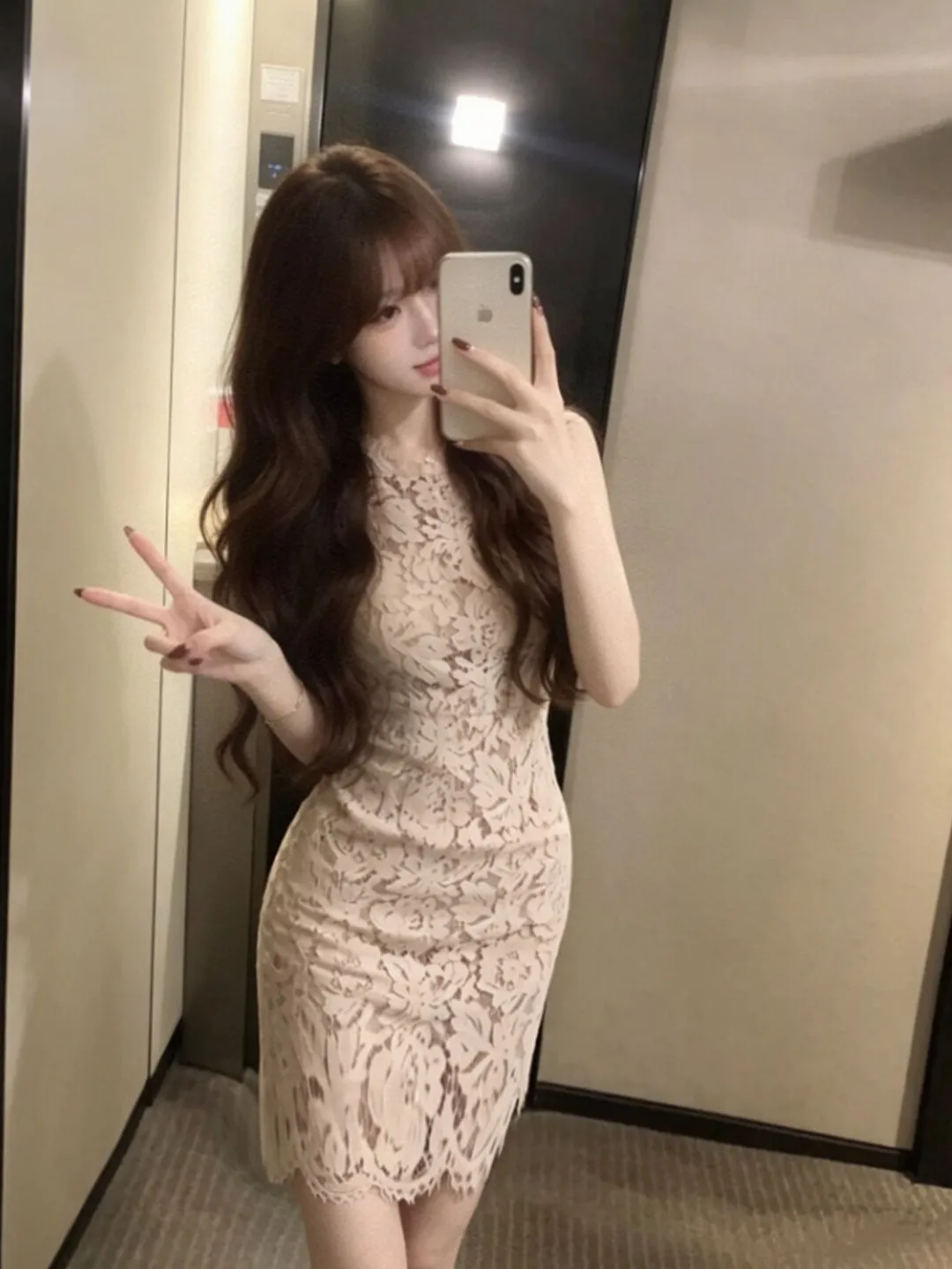 

Pure Desire Sexy Lace Bodycon Skirt Women's Strapless Dress Fashionable Summer Cotton Blend Mid-Rise A-Line Skirt