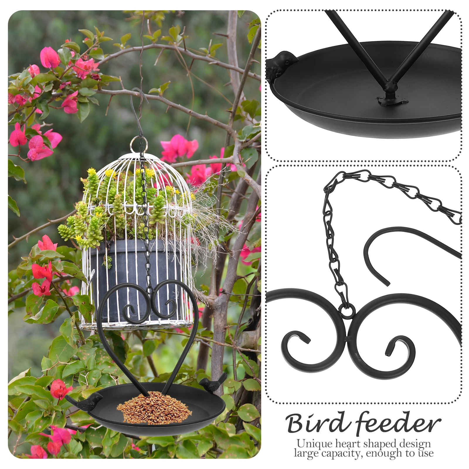 

Heart Shaped Bird Feeder Hummingbird Feeders Outdoor Hanging Food Container Durable Safe Compact Attract Birds Garden Decoration