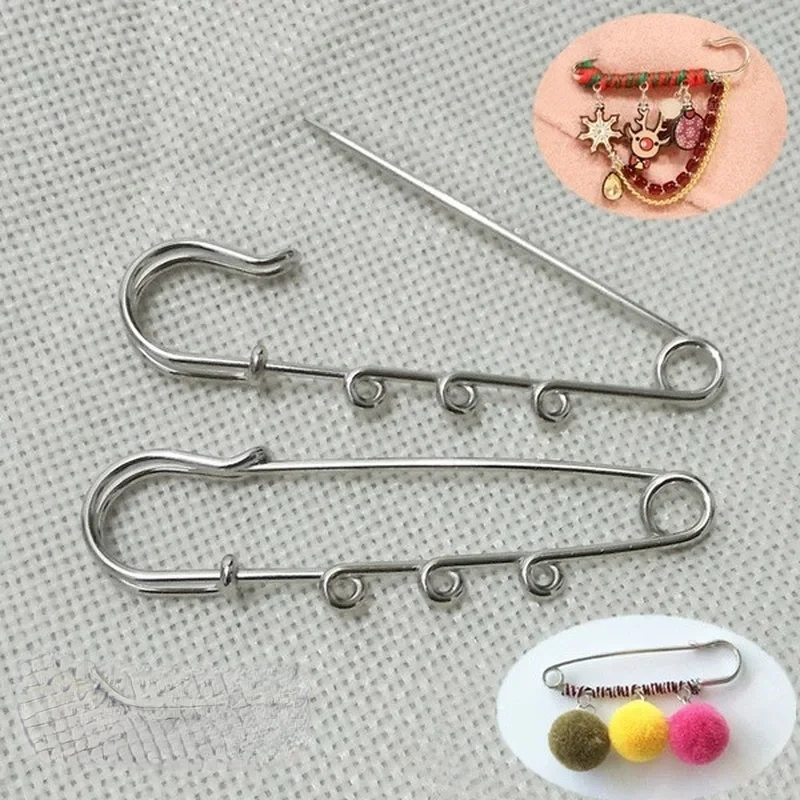 Broszki z 3 dziurkami do wyrobu biżuterii DIY kreatywne akcesoria ręcznie robione szpilki i broszki dla kobiet 64*16 Mm 2024