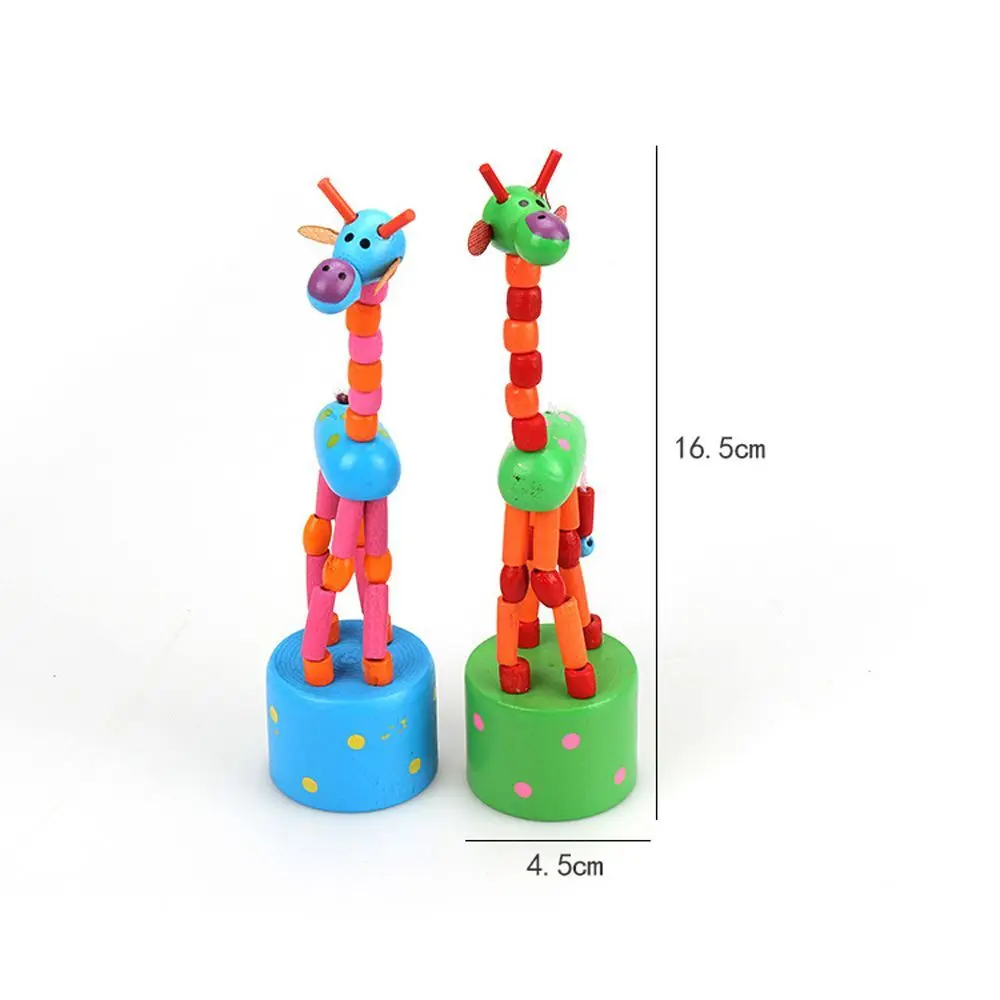 Handgemaakte grappige schattige houten houten cartoon kleurrijke staande decoratie tuinpuzzels schommelende giraffe dansende giraffe