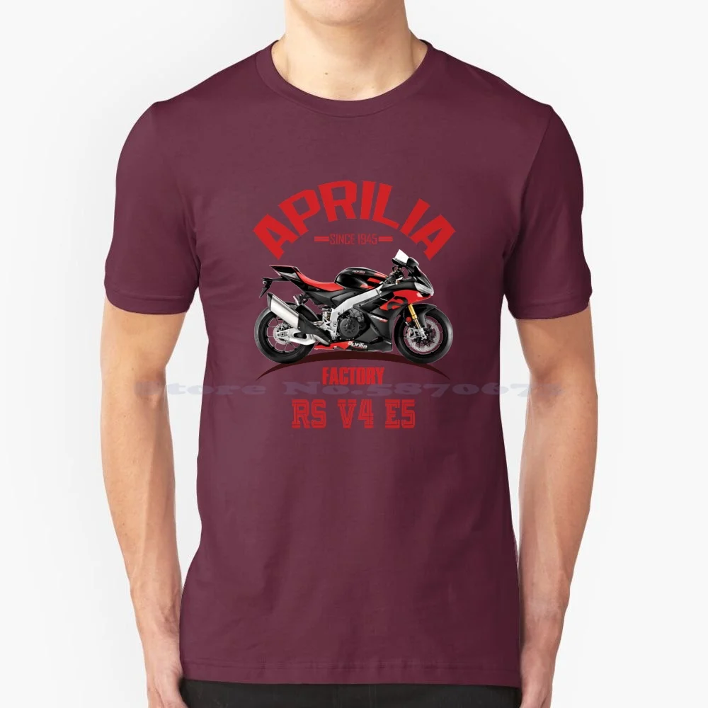 Designer Motorcycle Of Rs V4 E5 T Shirt 100% Cotton Tee Rs V4 E5 Rs 660 Rs 125 E5 Dorsoduro Racing Tuono 660 Tuono V4 Factory