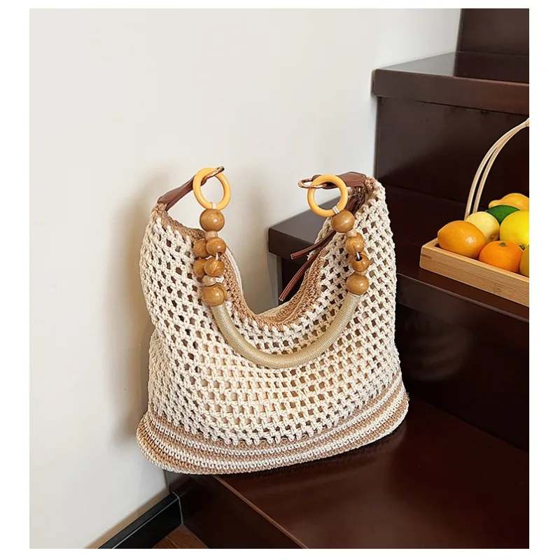 

Тканевые сумки на плечо большой вместимости, полосатые сумки 2025, высококачественные сумки для женщин, летние каникулы, женские сумки