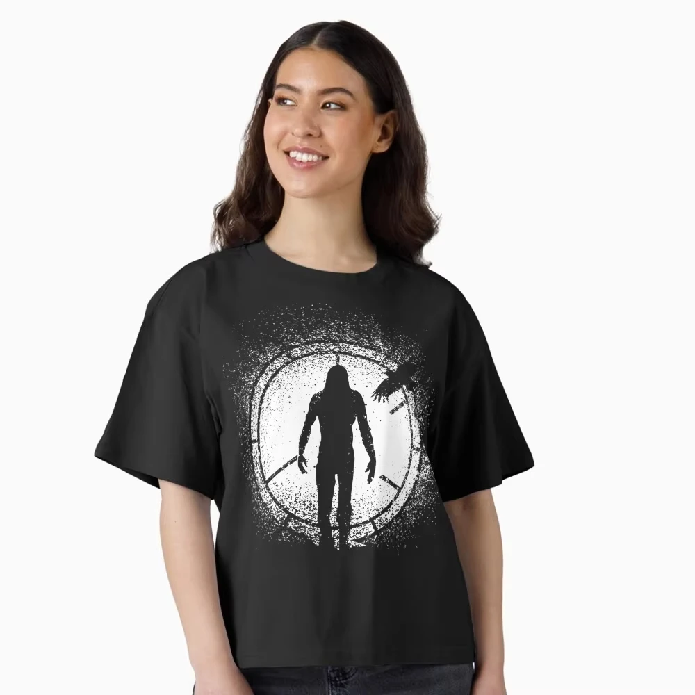 2026 New Dark Silhouette Crow T-Shirt Men Summer Grunge Gothic Horror Graphic Short Sleeve Oversized Streetwe