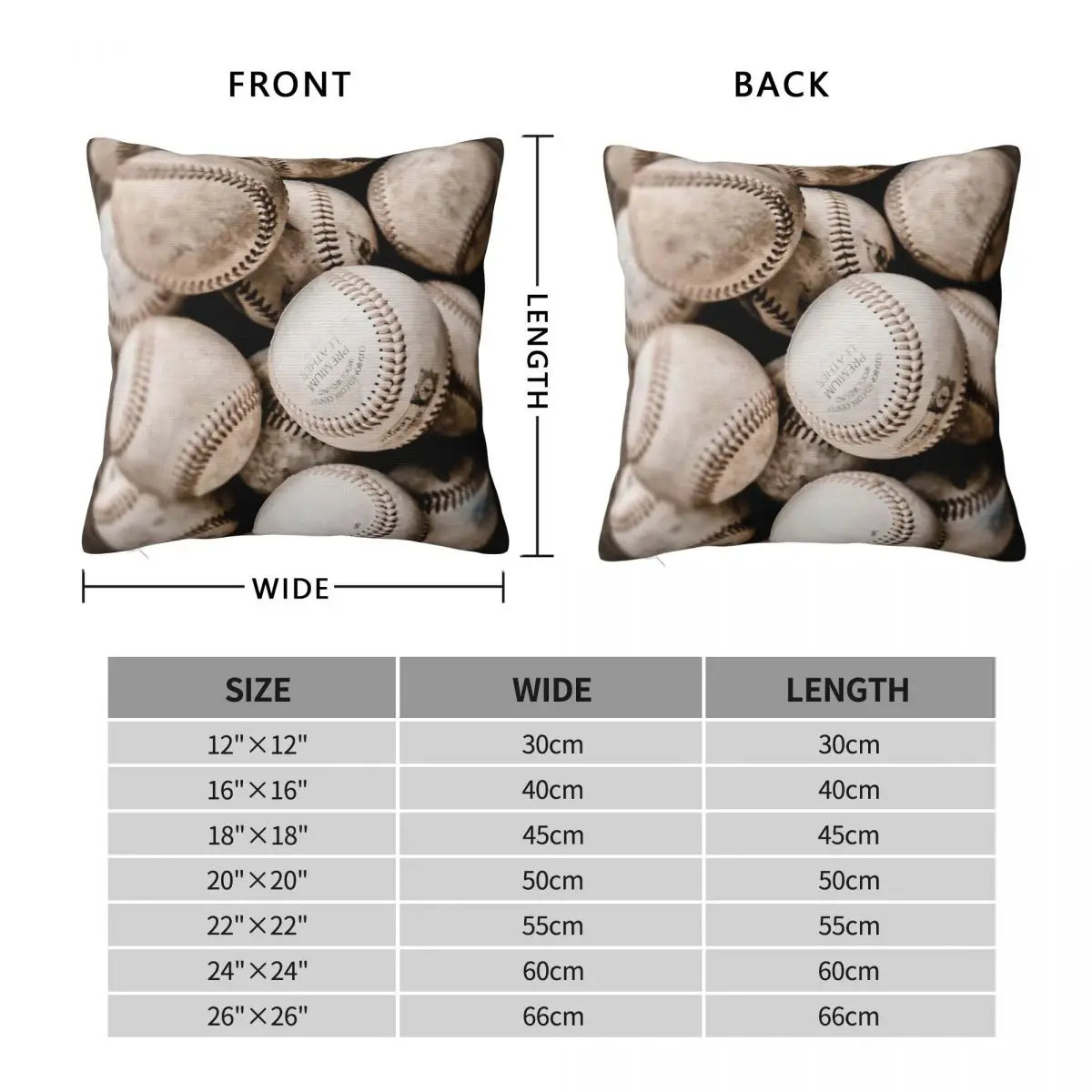 Baseball Collection Sport Square Pillowcase Polyester Linen Velvet Pattern Zip Decorative Home Cushion Cover