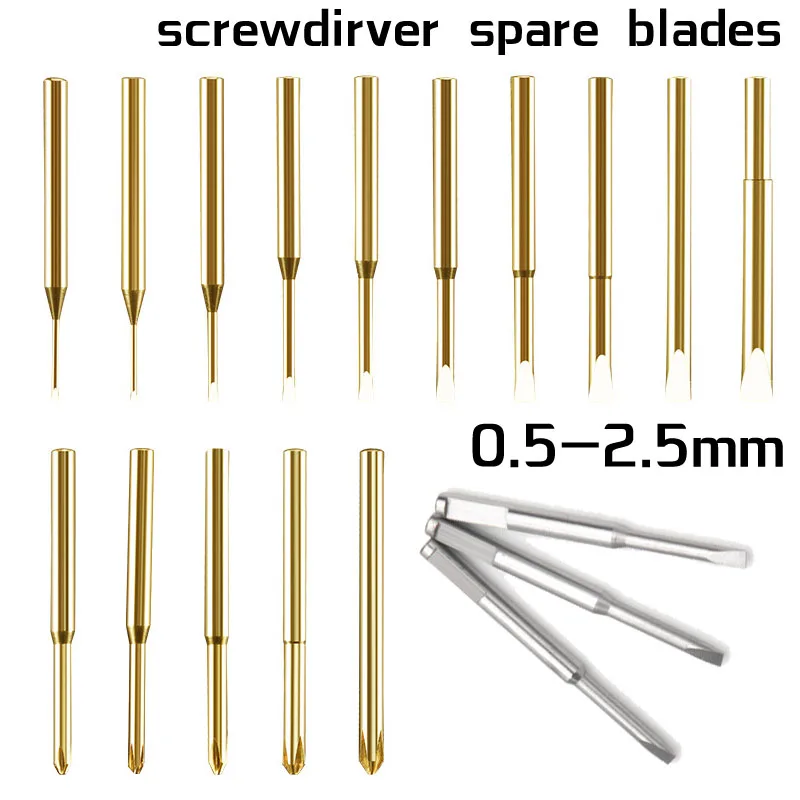 Replacement Spare Screwdriver Blades For 0.5mm to 2.5mm Flat Cross Screwdrivers Watch Camera Phone Repair Tools