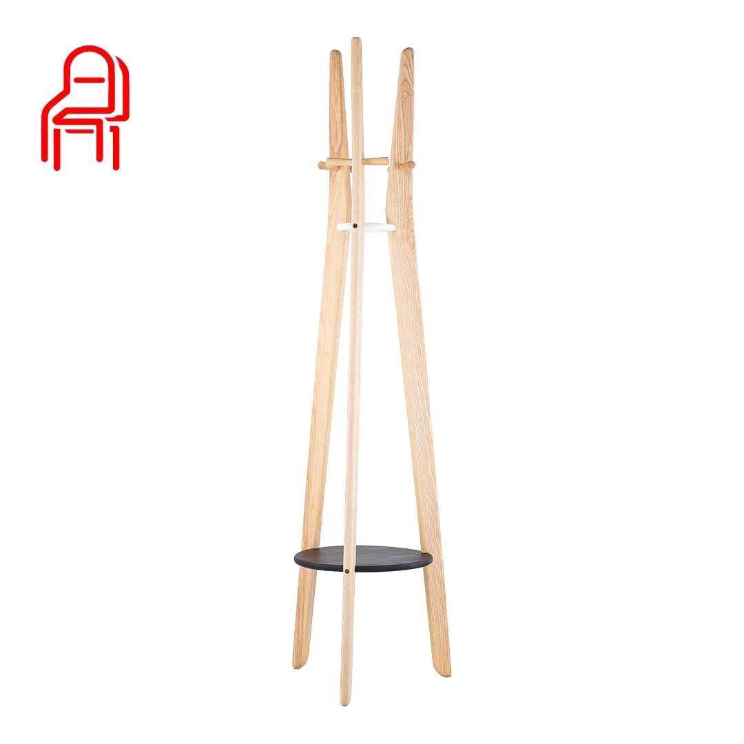 Furniture Direct Sales New Product Multi-functional Solid Wood Clothes Hanger Simple Log Color Single Lever Bedroom Clothes