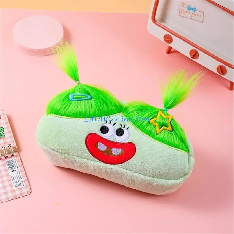 

Y8AD Cartoon Ugly Doll Pencil Bag Zippered Pen Case Plush Stationeries Bag for Kid