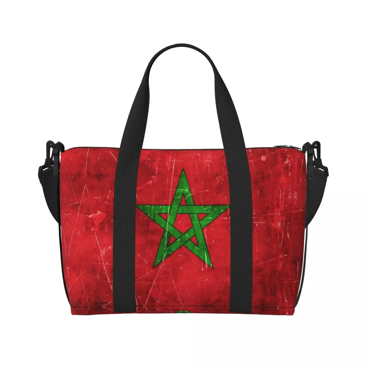 

Мужская и женская дорожная сумка в марокканском винтажном стиле с эффектом потертости, с флагом Марокко, большая вместительная сумка для спортзала, стильная спортивная сумка для тренировок