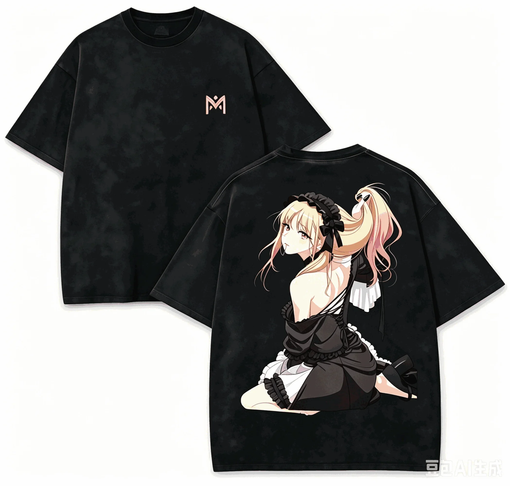 2026 My Dress-Up Darling Marin Kitagawa Black Washed Print T-shirt Oversized Cotton Casual Streetwear Tee For Fans