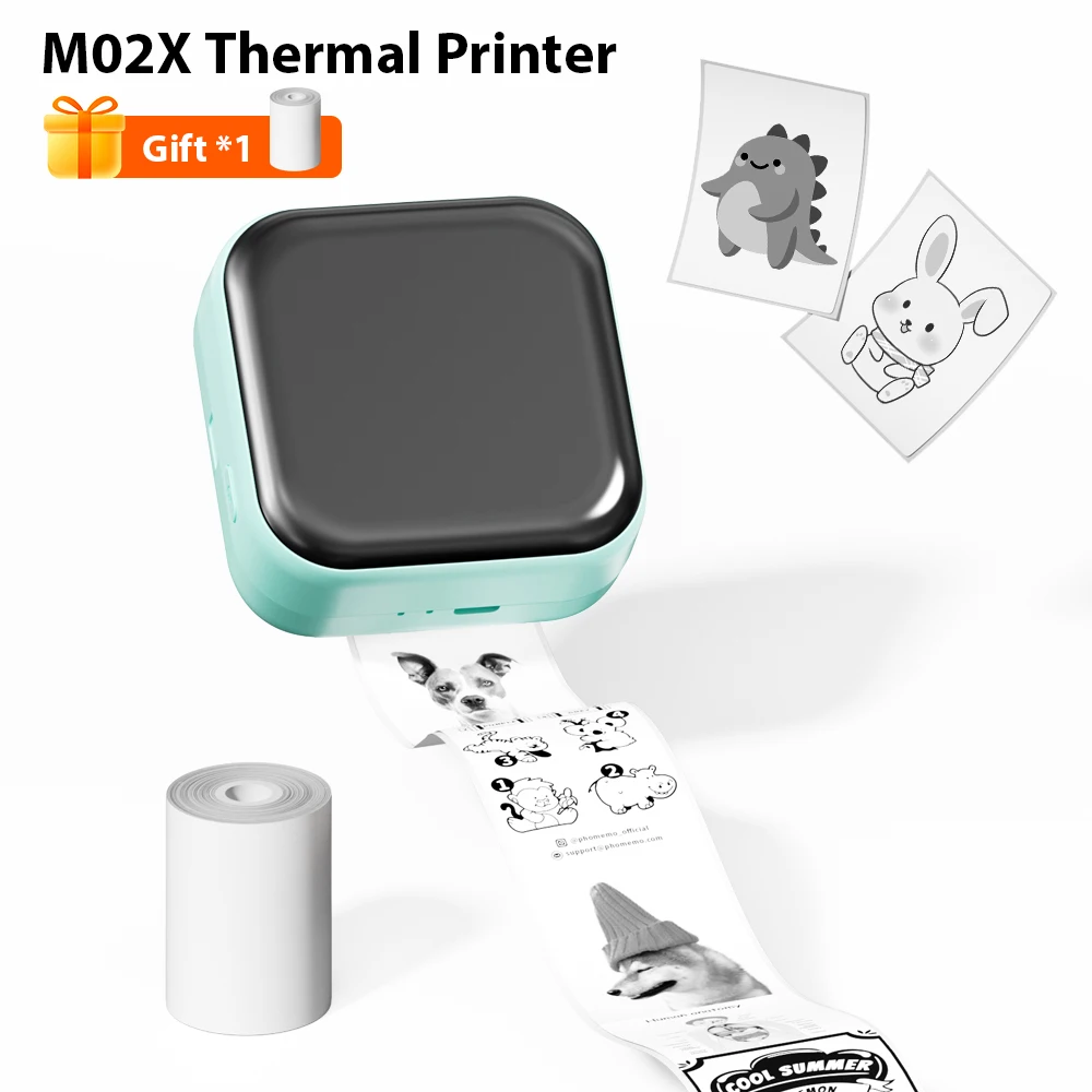 M02X Thermal Label Printer Wireless Bluetooth Mirro Desgin Printer Portable Mini Printer Machine DIY Cards Label Printer for iOS