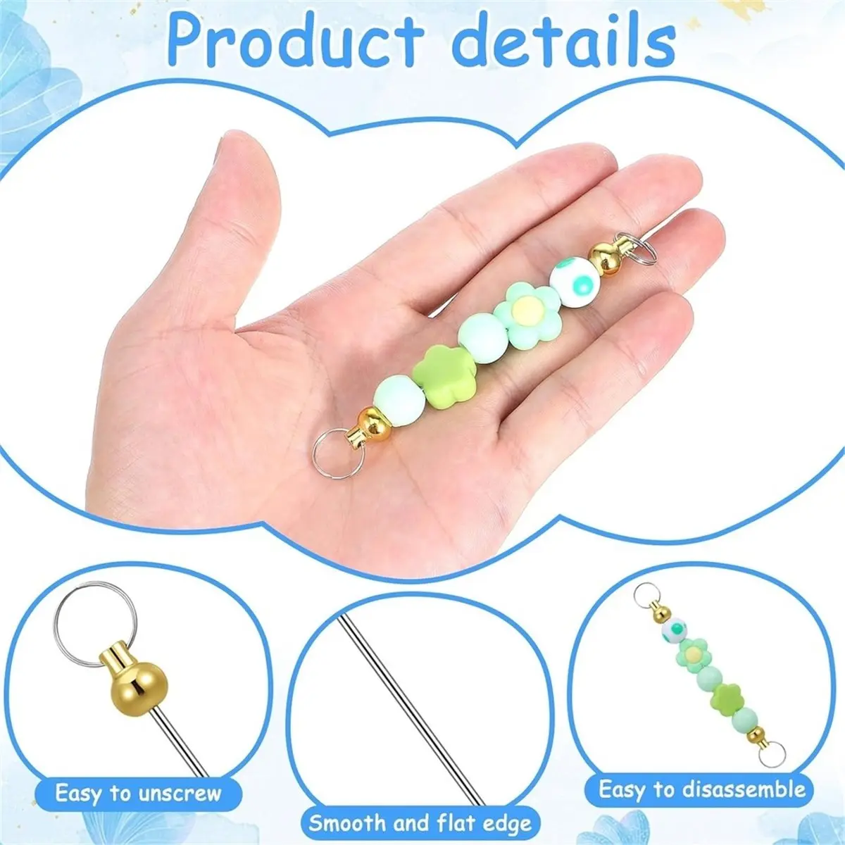 100pcs DIY Beaded Keychain Kit - StainlessSteel Jewelry Making Set for Crafts, Bracelets, Necklaces & Personalized Gift