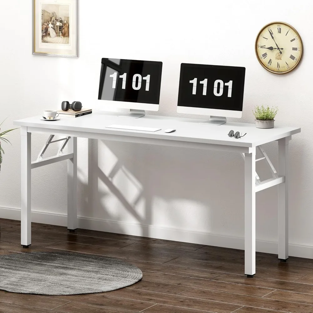 55 inches Computer Desk Office Desk Folding Table with BIFMA Certification Computer Table Workstation,White AC5DW-140