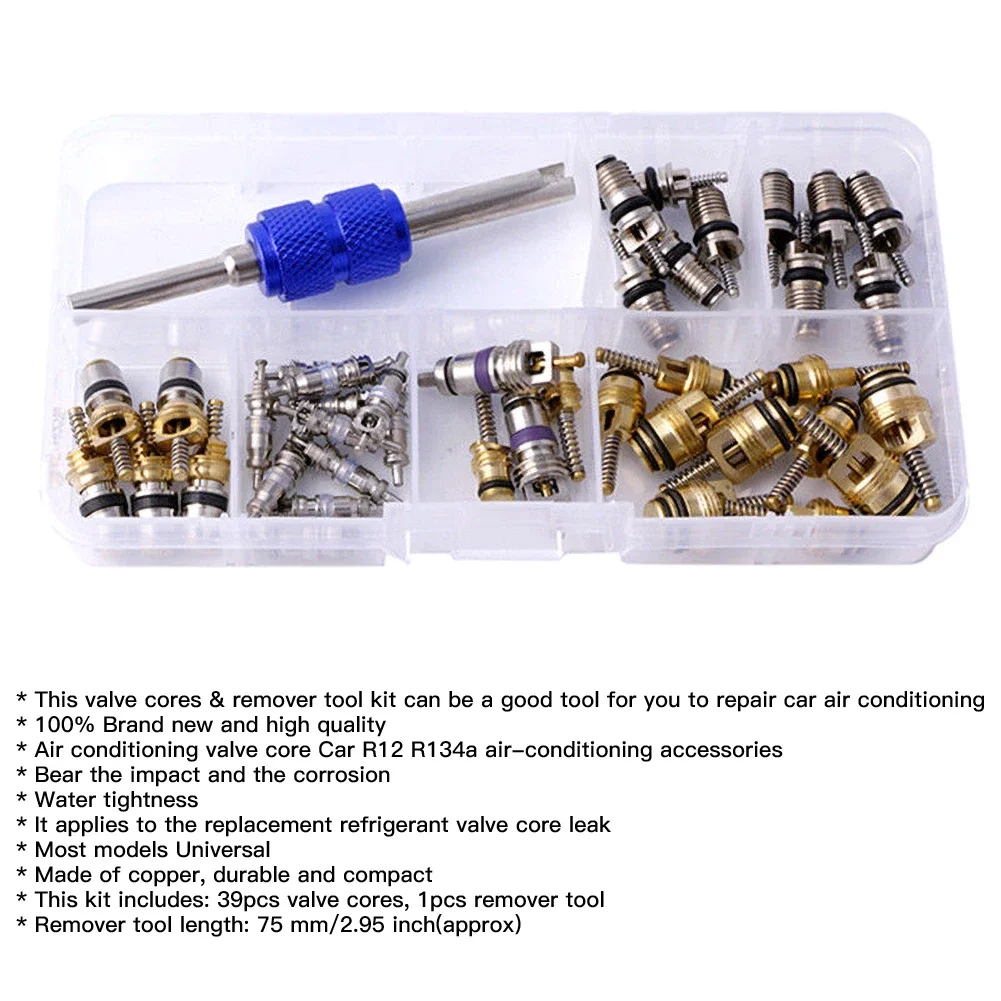 Air Conditioning Valve tools Air-Condition Accessories Core Car R12 R134a Schrader Valve Cores+Remover Tool Kit car accessory