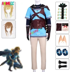 ANIMECC in Stock XS-3XL Link Cosplay Costume Wig Cloak Clothing with Accessories Halloween Carnival Outfit for Men Boy