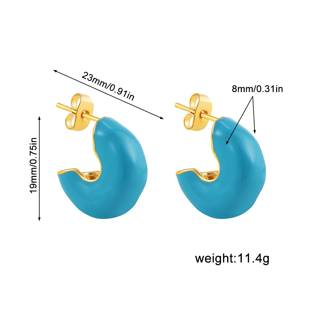 Nuovi orecchini a cerchio piccoli a forma di CC di colore smaltato alla moda per le donne orecchini Piercing a cerchio in metallo liscio regali di