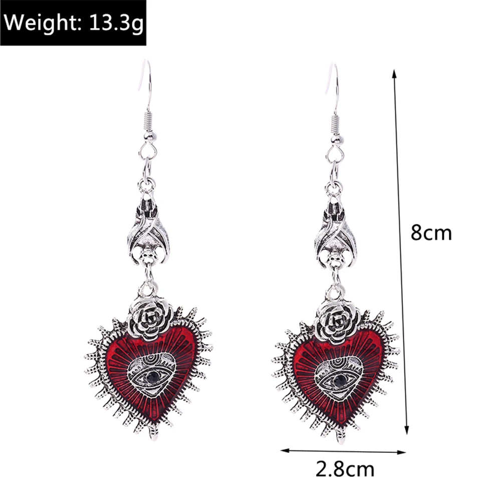 Ethnische Legierungs-Ohrringe mit Herzanhänger für Damen und Mädchen, Party- und Festival-Schmuck, Geschenke – Detail 24