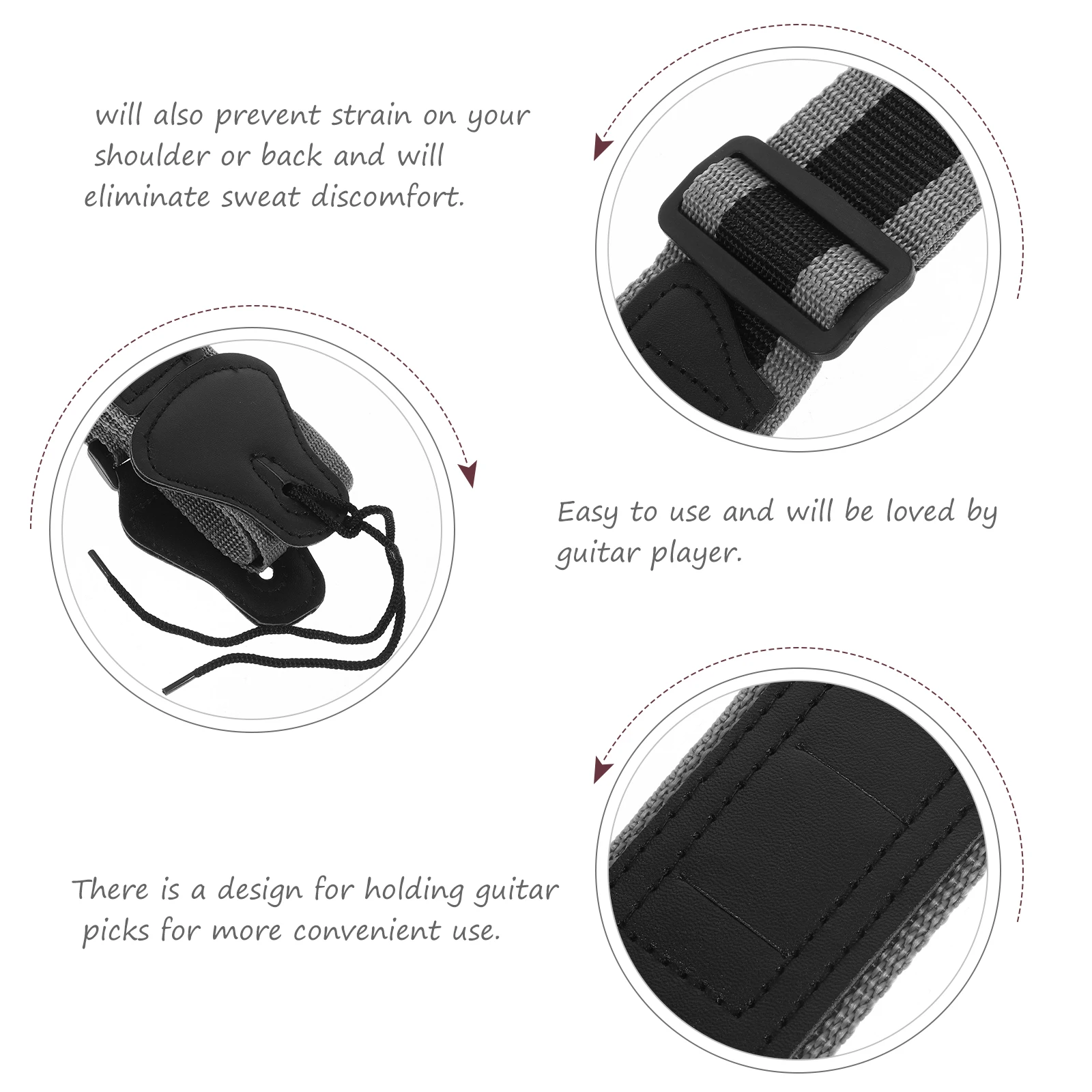 

Guitar Strap with Pick Holder Universal Adjustable Shoulder Strap for Acoustic Classical Electric Bass Guitar