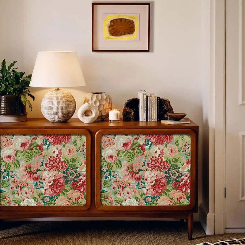 

Обои с пионом и наклейкой, розовые обои с цветочным рисунком для спальни, декоративная самоклеящаяся подкладка для ящика полки